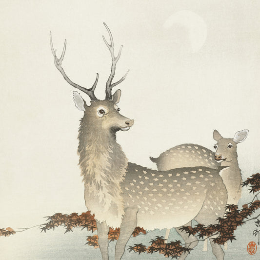 Plakat  Couple of Deers, Koson Japoński Vintage do Salonu
