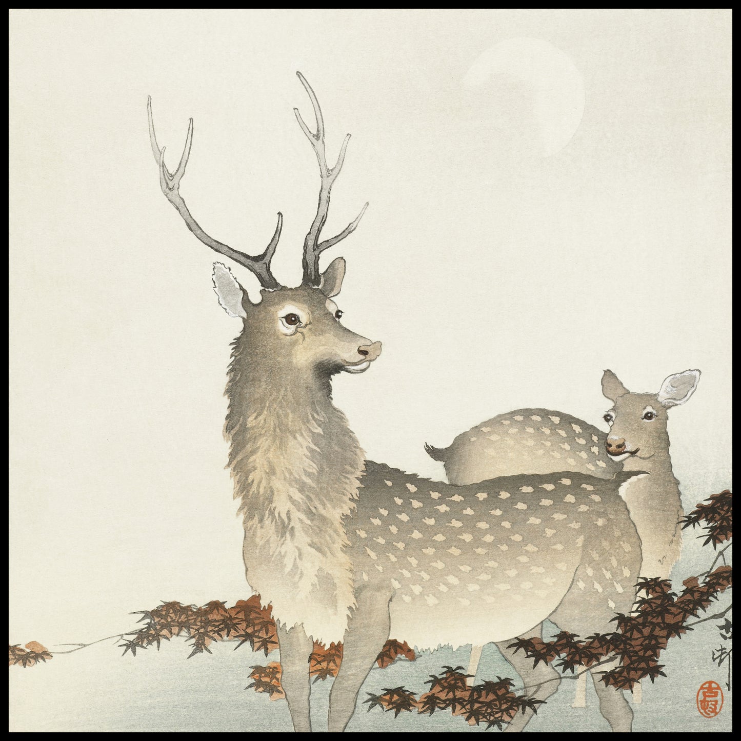 Plakat  Couple of Deers, Koson Japoński Vintage do Salonu