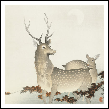 Plakat  Couple of Deers, Koson Japoński Vintage do Salonu