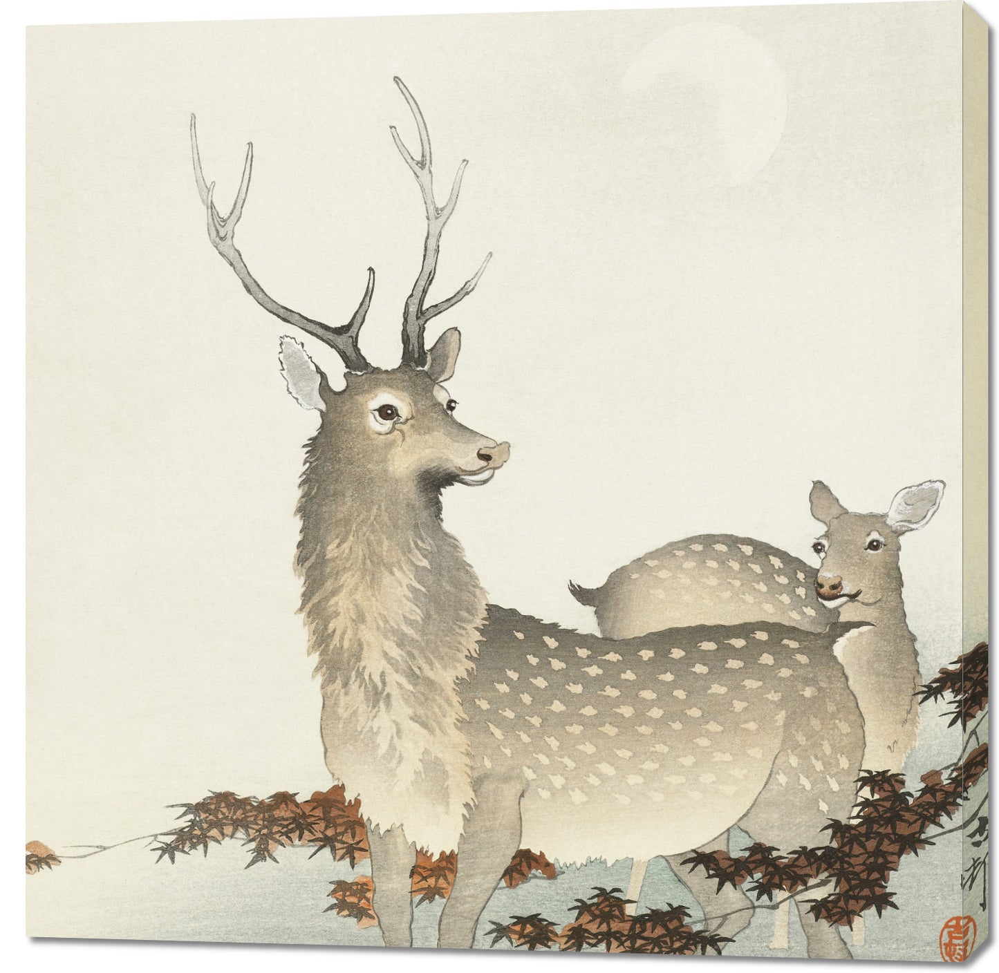 Obraz  Couple of Deers, Koson Japoński Vintage do Salonu