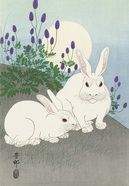 Plakat  Rabbits at Full Moon, Koson Japoński Vintage do Salonu