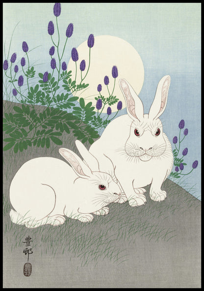 Plakat  Rabbits at Full Moon, Koson Japoński Vintage do Salonu