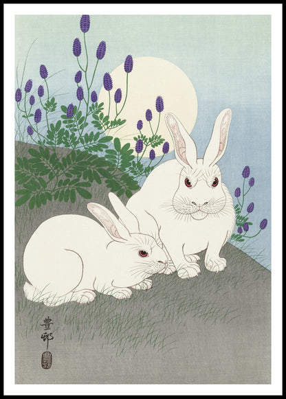 Plakat  Rabbits at Full Moon, Koson Japoński Vintage do Salonu