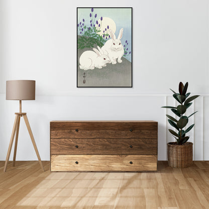 Plakat  Rabbits at Full Moon, Koson Japoński Vintage do Salonu
