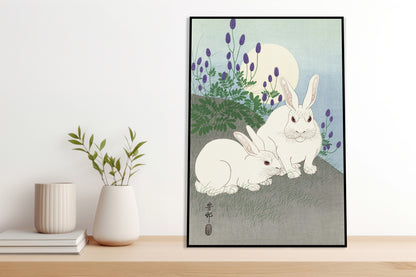 Plakat  Rabbits at Full Moon, Koson Japoński Vintage do Salonu