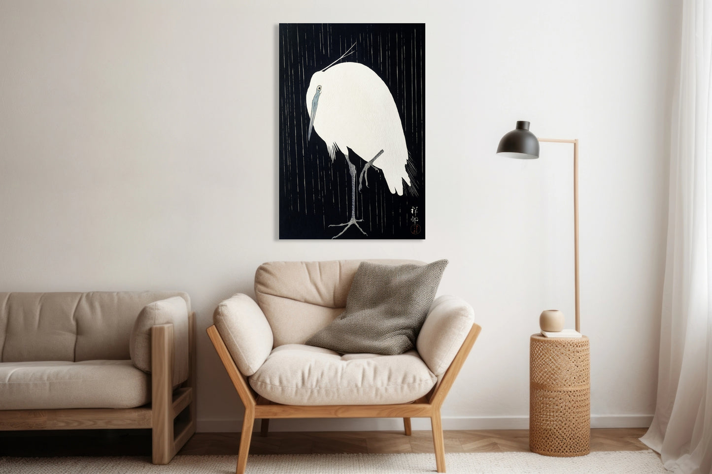 Obraz  Egret in The Rain, Koson Japoński Vintage do Salonu