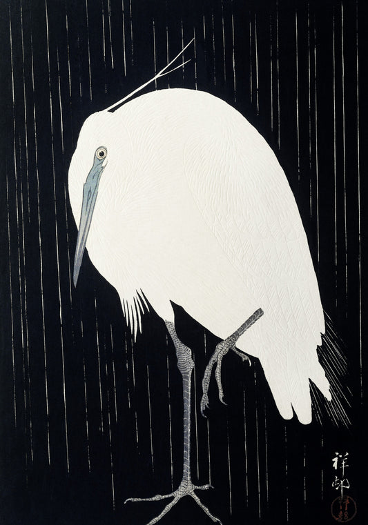 Plakat  Egret in The Rain, Koson Japoński Vintage do Salonu