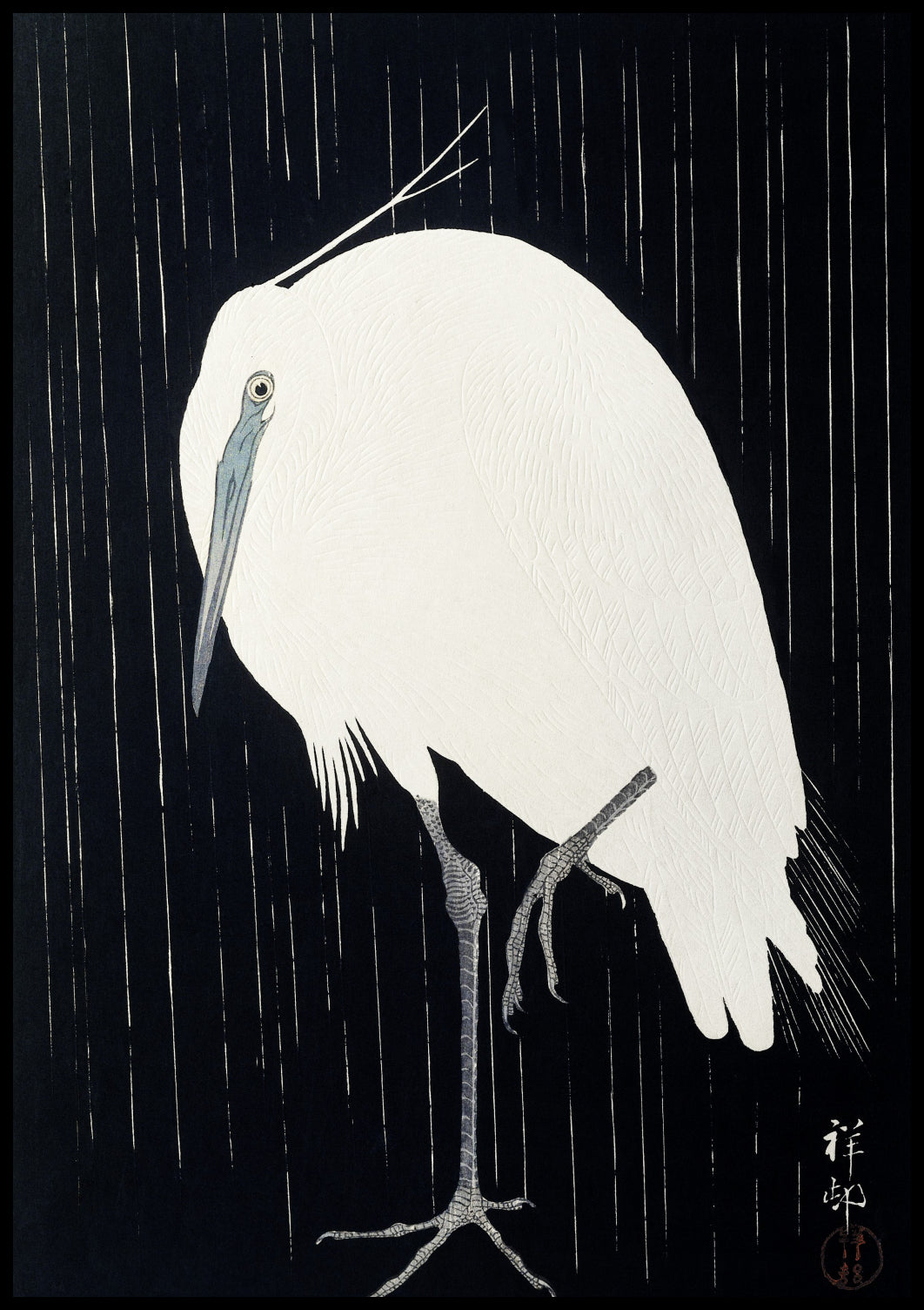 Plakat  Egret in The Rain, Koson Japoński Vintage do Salonu