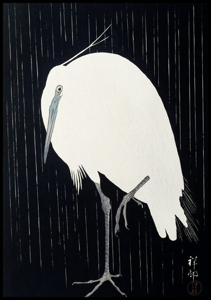 Plakat  Egret in The Rain, Koson Japoński Vintage do Salonu