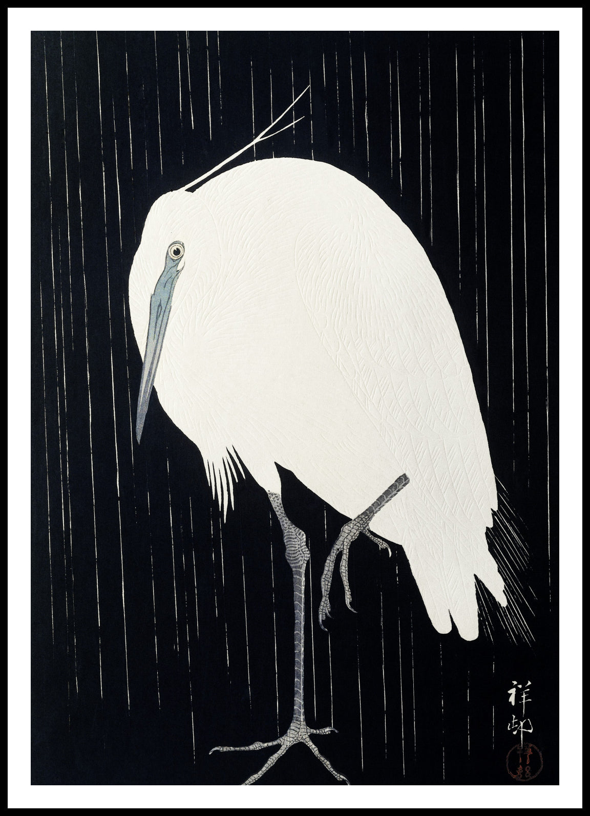 Plakat  Egret in The Rain, Koson Japoński Vintage do Salonu