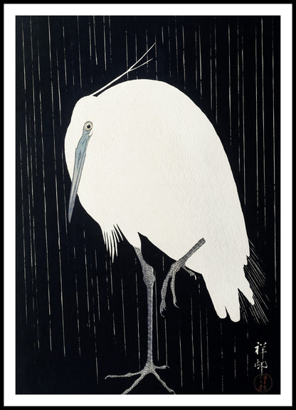Plakat  Egret in The Rain, Koson Japoński Vintage do Salonu