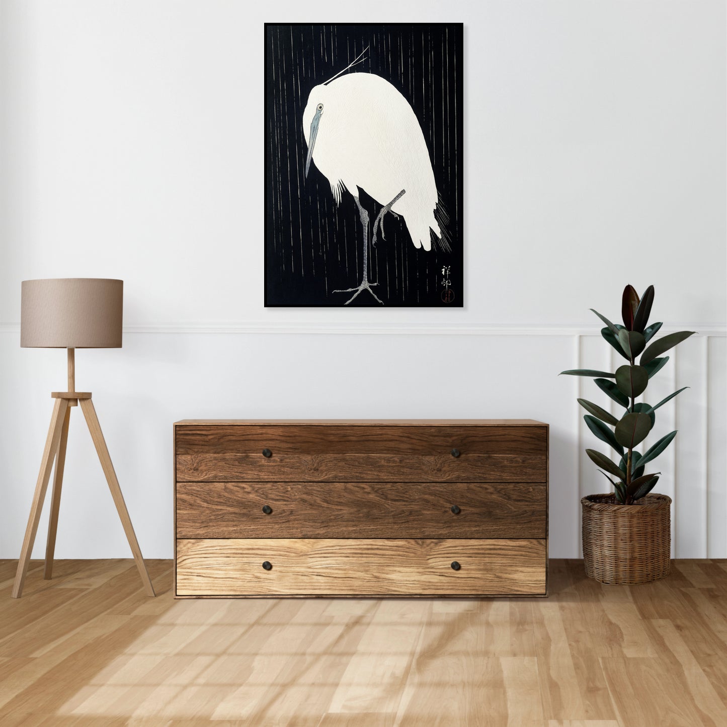 Plakat  Egret in The Rain, Koson Japoński Vintage do Salonu
