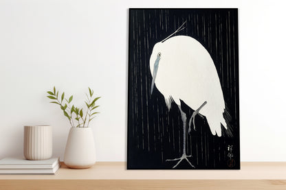 Plakat  Egret in The Rain, Koson Japoński Vintage do Salonu