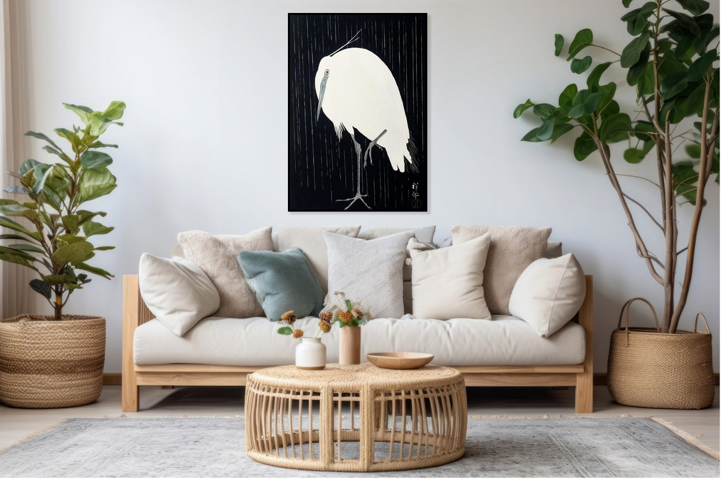 Plakat  Egret in The Rain, Koson Japoński Vintage do Salonu