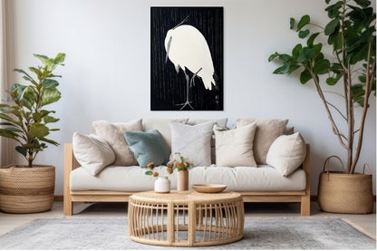 Plakat  Egret in The Rain, Koson Japoński Vintage do Salonu