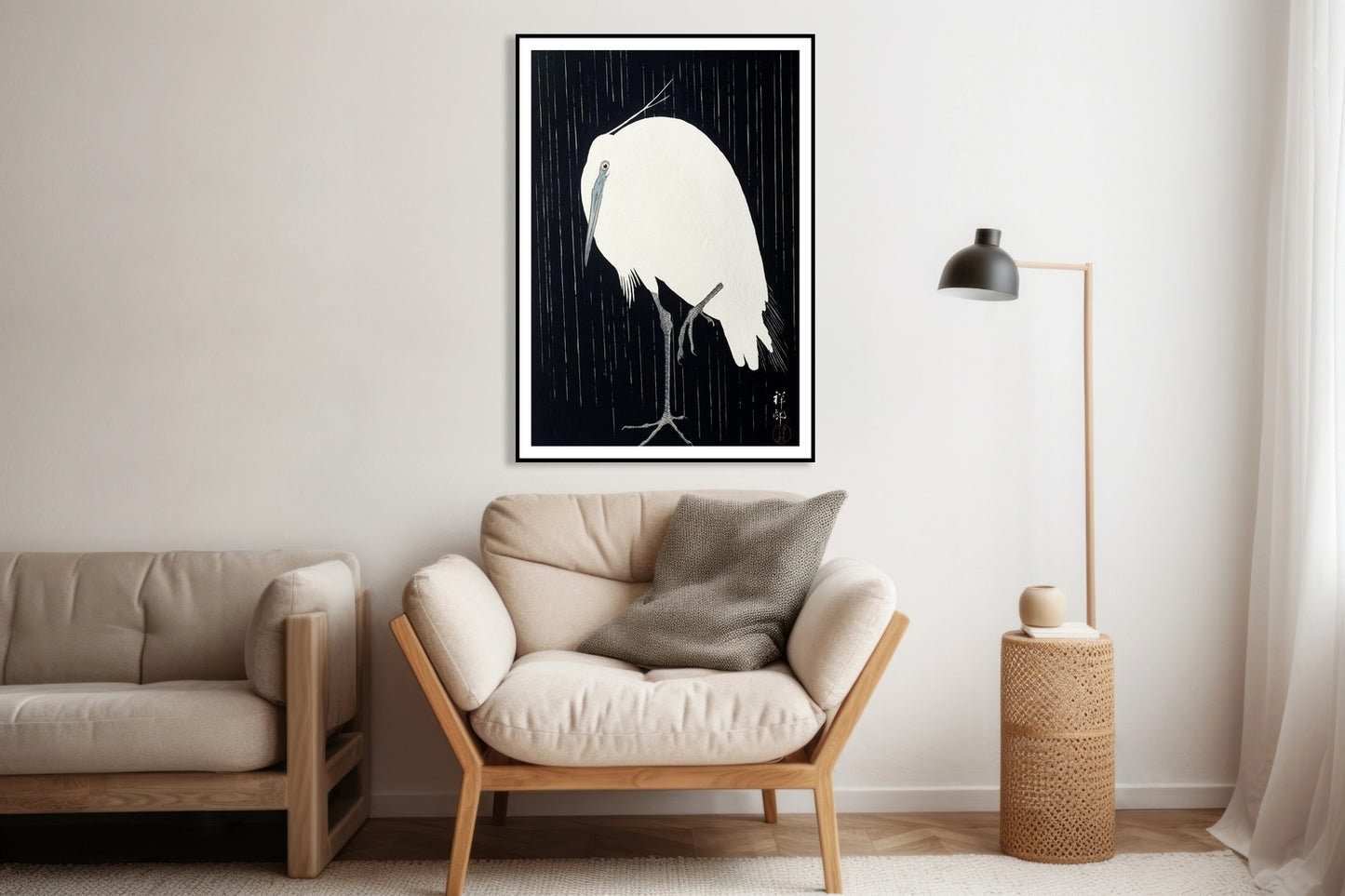 Plakat  Egret in The Rain, Koson Japoński Vintage do Salonu