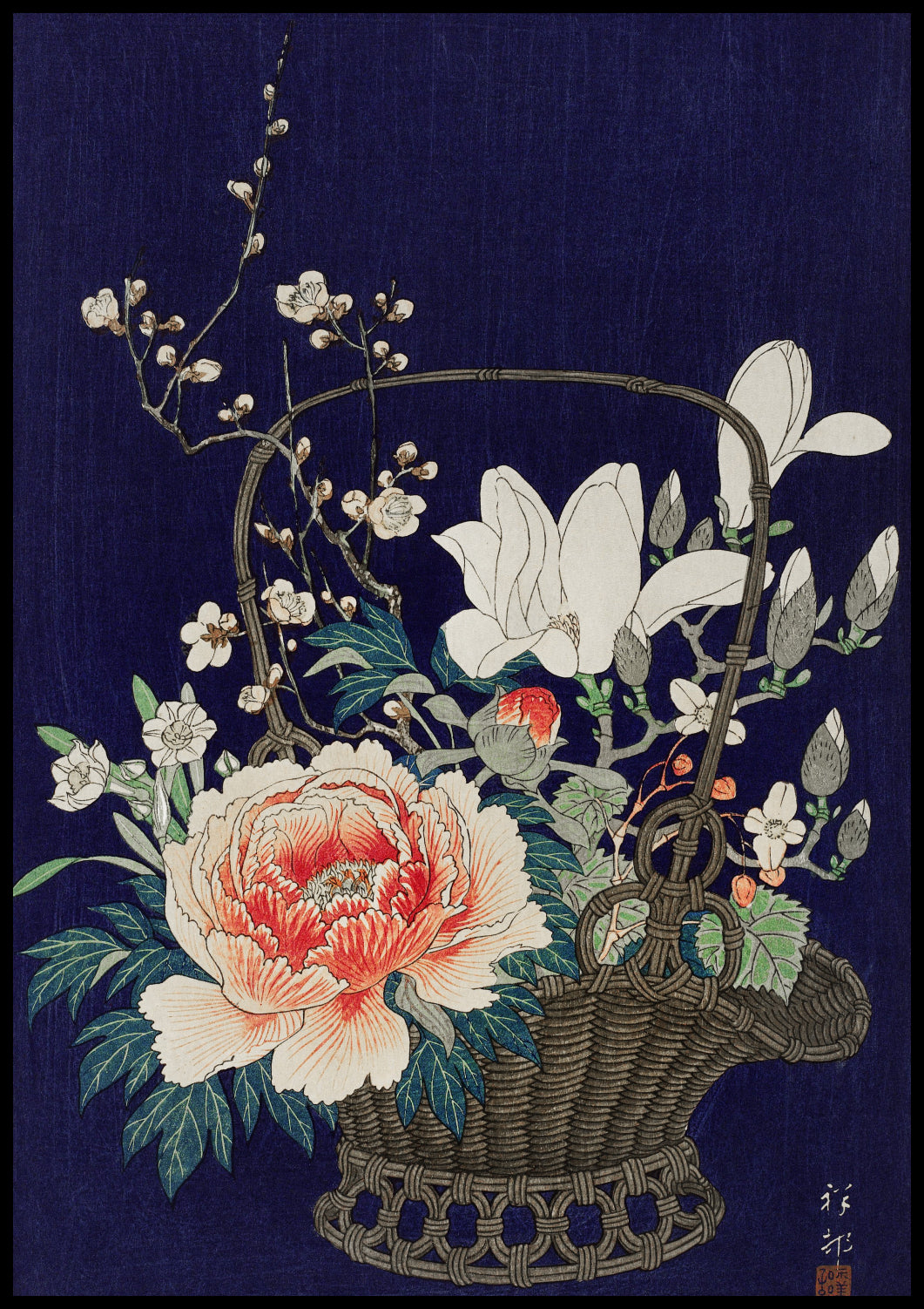 Plakat  Bamboo Flower Basket, Koson Japoński Vintage do Salonu