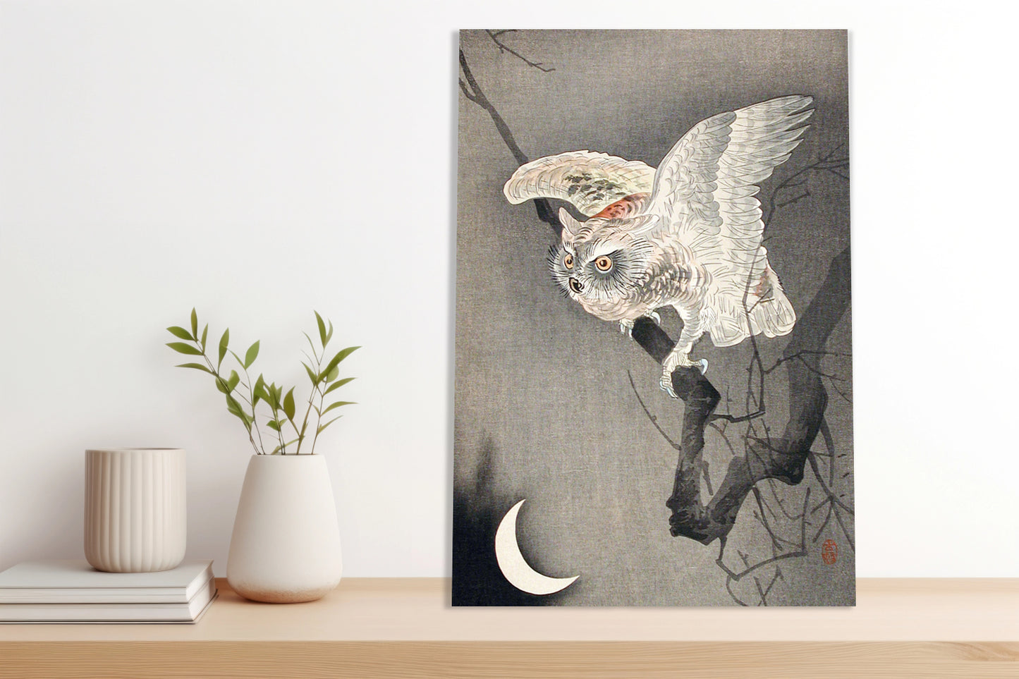 Obraz  Scops Owl in Moonlight, Koson Japoński Vintage do Salonu