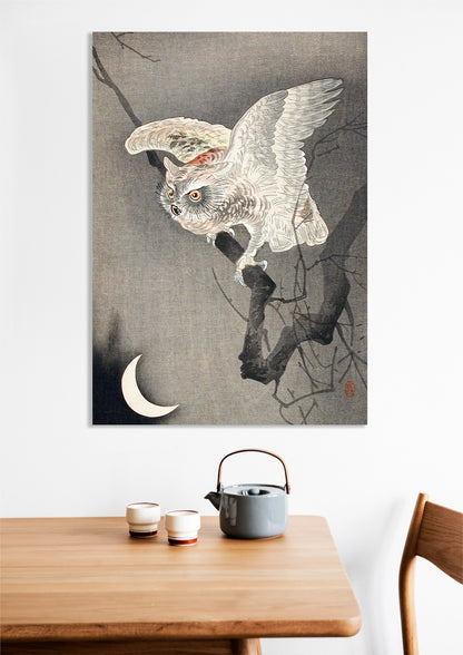 Obraz  Scops Owl in Moonlight, Koson Japoński Vintage do Salonu