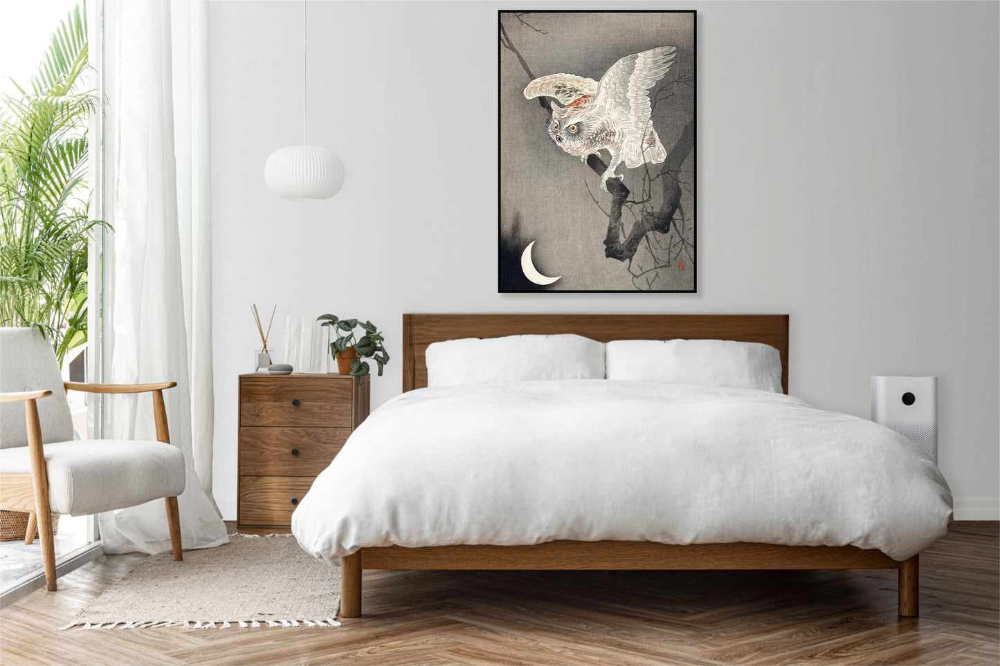 Plakat  Scops Owl in Moonlight, Koson Japoński Vintage do Salonu