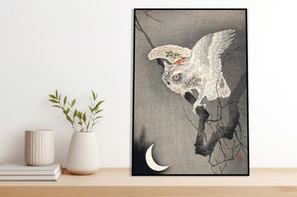 Plakat  Scops Owl in Moonlight, Koson Japoński Vintage do Salonu