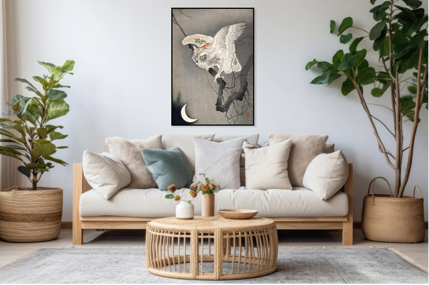 Plakat  Scops Owl in Moonlight, Koson Japoński Vintage do Salonu