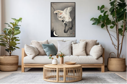 Plakat  Scops Owl in Moonlight, Koson Japoński Vintage do Salonu