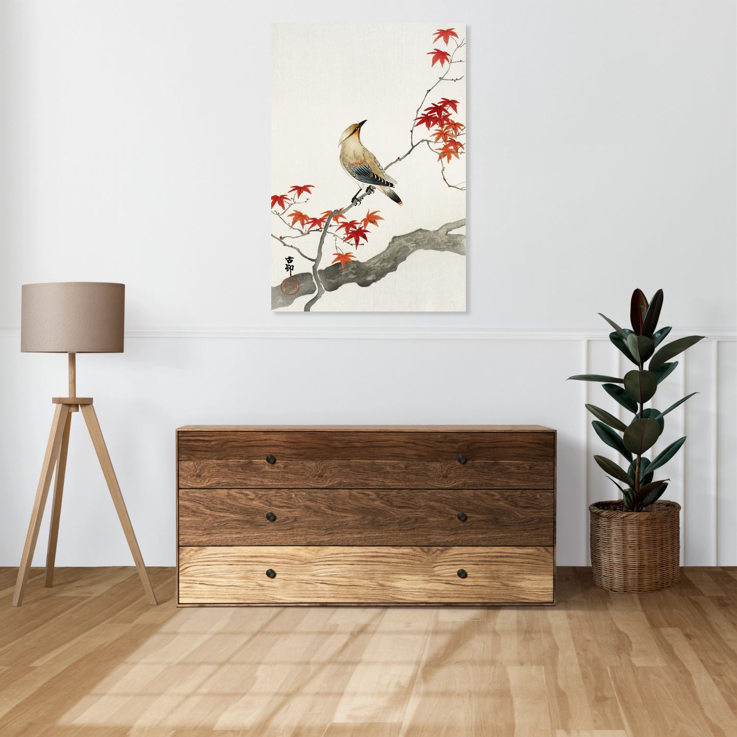 Obraz  Japanese Plague Bird on Maple, Koson Vintage do Salonu