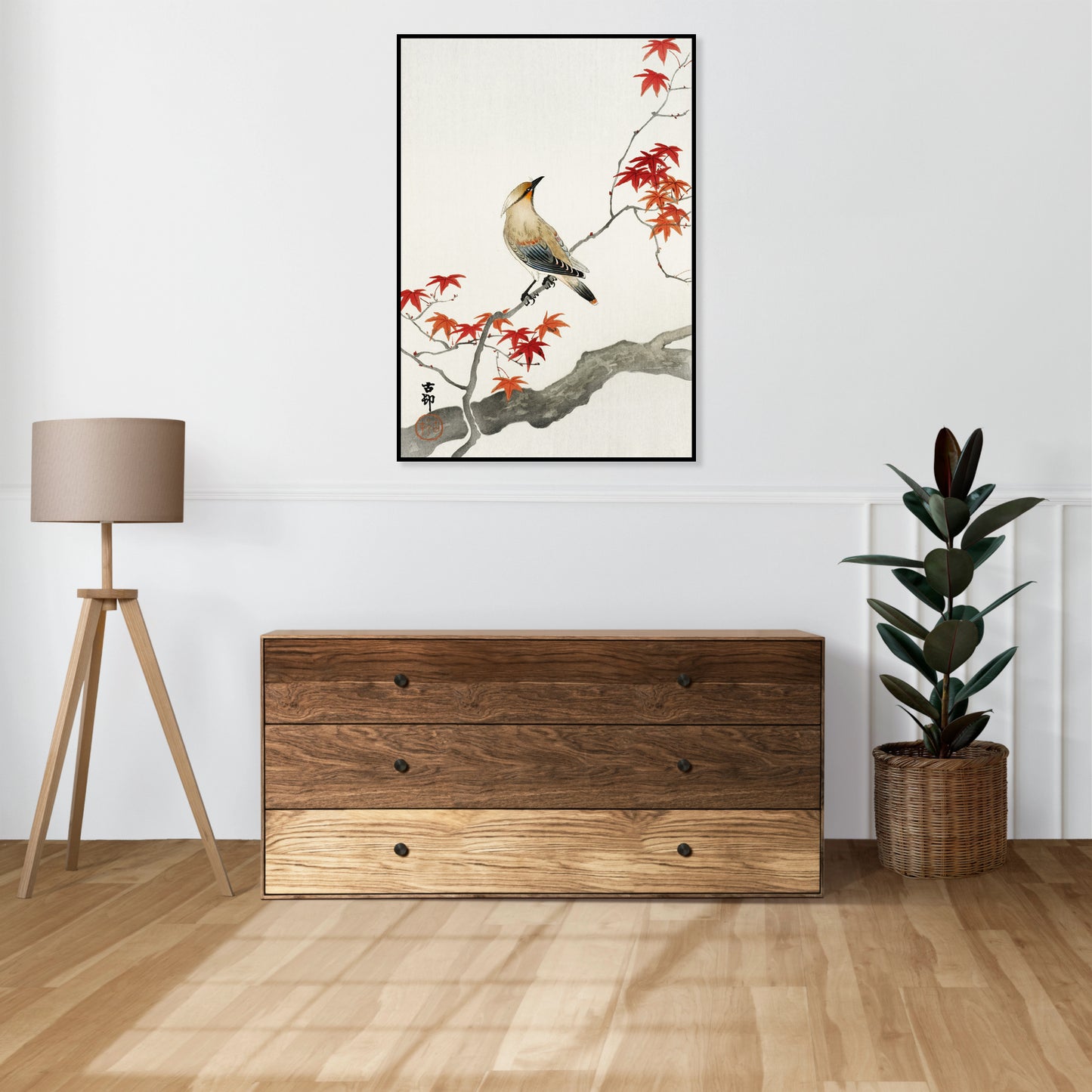 Plakat  Japanese Plague Bird on Maple, Koson Vintage do Salonu