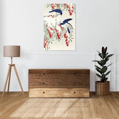 Obraz  Flycatchers, Koson Japoński Vintage do Salonu