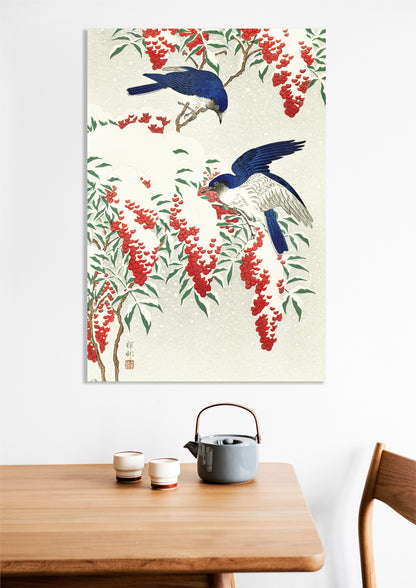 Obraz  Flycatchers, Koson Japoński Vintage do Salonu
