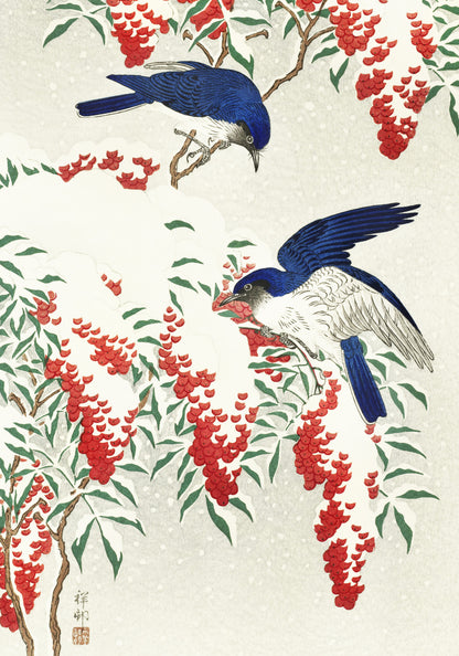 Plakat  Flycatchers, Koson Japoński Vintage do Salonu