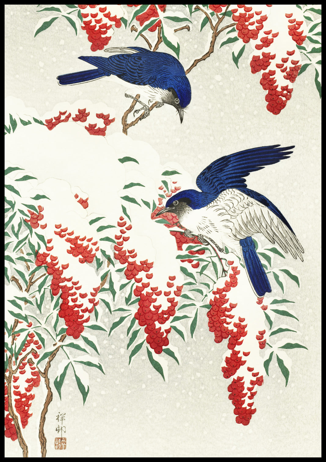 Plakat  Flycatchers, Koson Japoński Vintage do Salonu