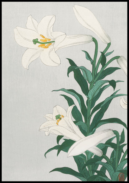 Plakat  Lilies, Koson Japoński Vintage do Salonu