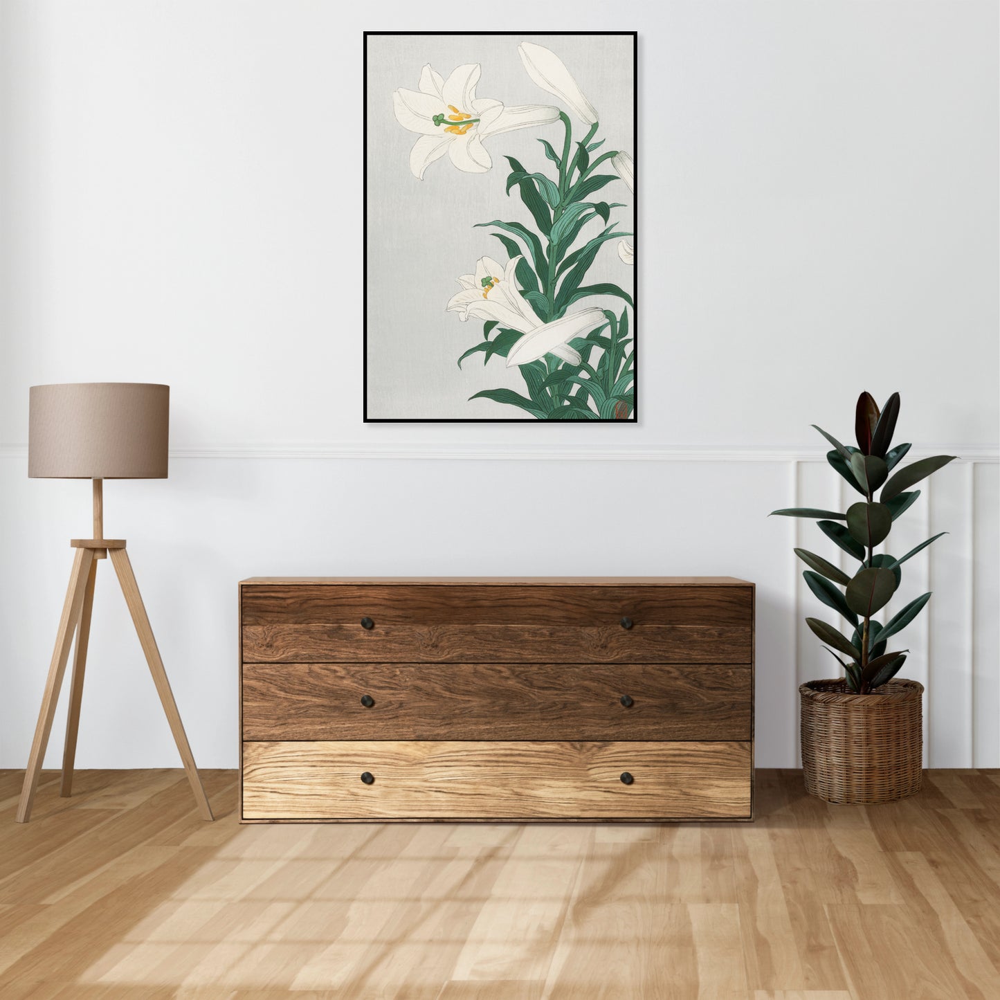 Plakat  Lilies, Koson Japoński Vintage do Salonu