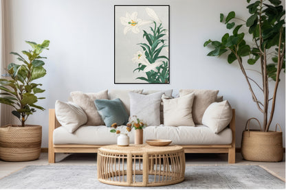 Plakat  Lilies, Koson Japoński Vintage do Salonu