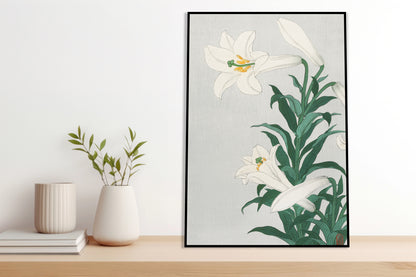 Plakat  Lilies, Koson Japoński Vintage do Salonu