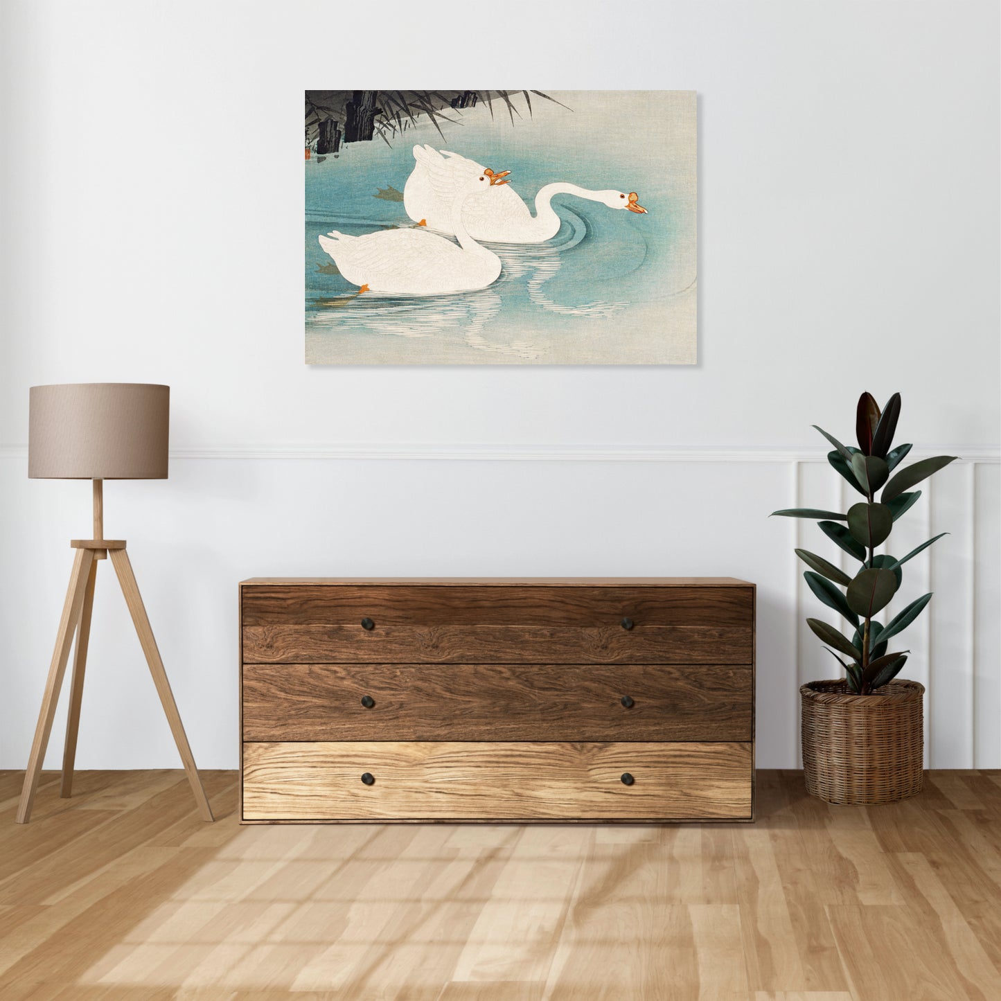 Obraz  Geese amid Reeds, Koson Japoński Vintage do Salonu