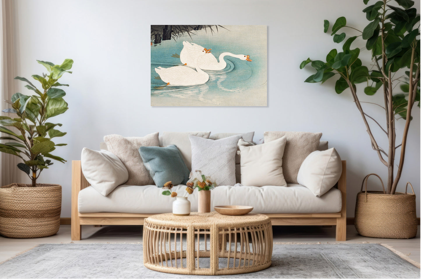 Obraz  Geese amid Reeds, Koson Japoński Vintage do Salonu