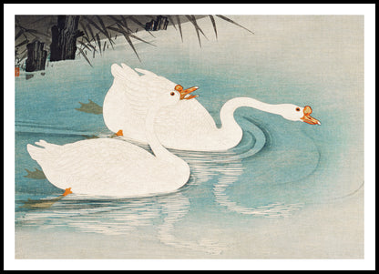 Plakat  Geese amid Reeds, Koson Japoński Vintage do Salonu