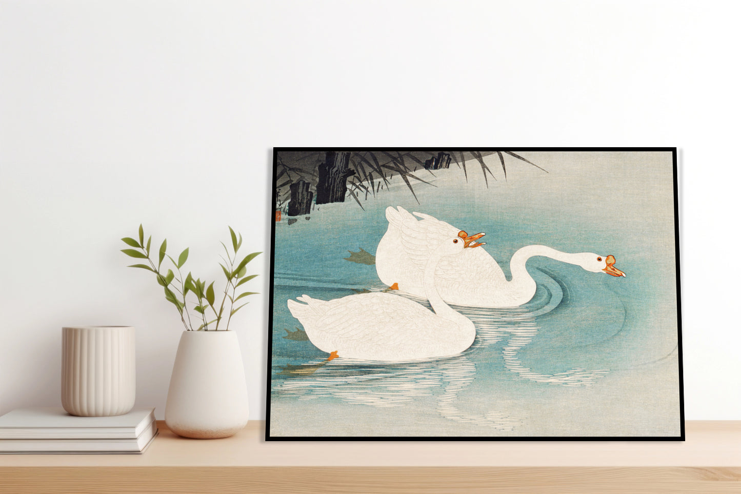 Plakat  Geese amid Reeds, Koson Japoński Vintage do Salonu