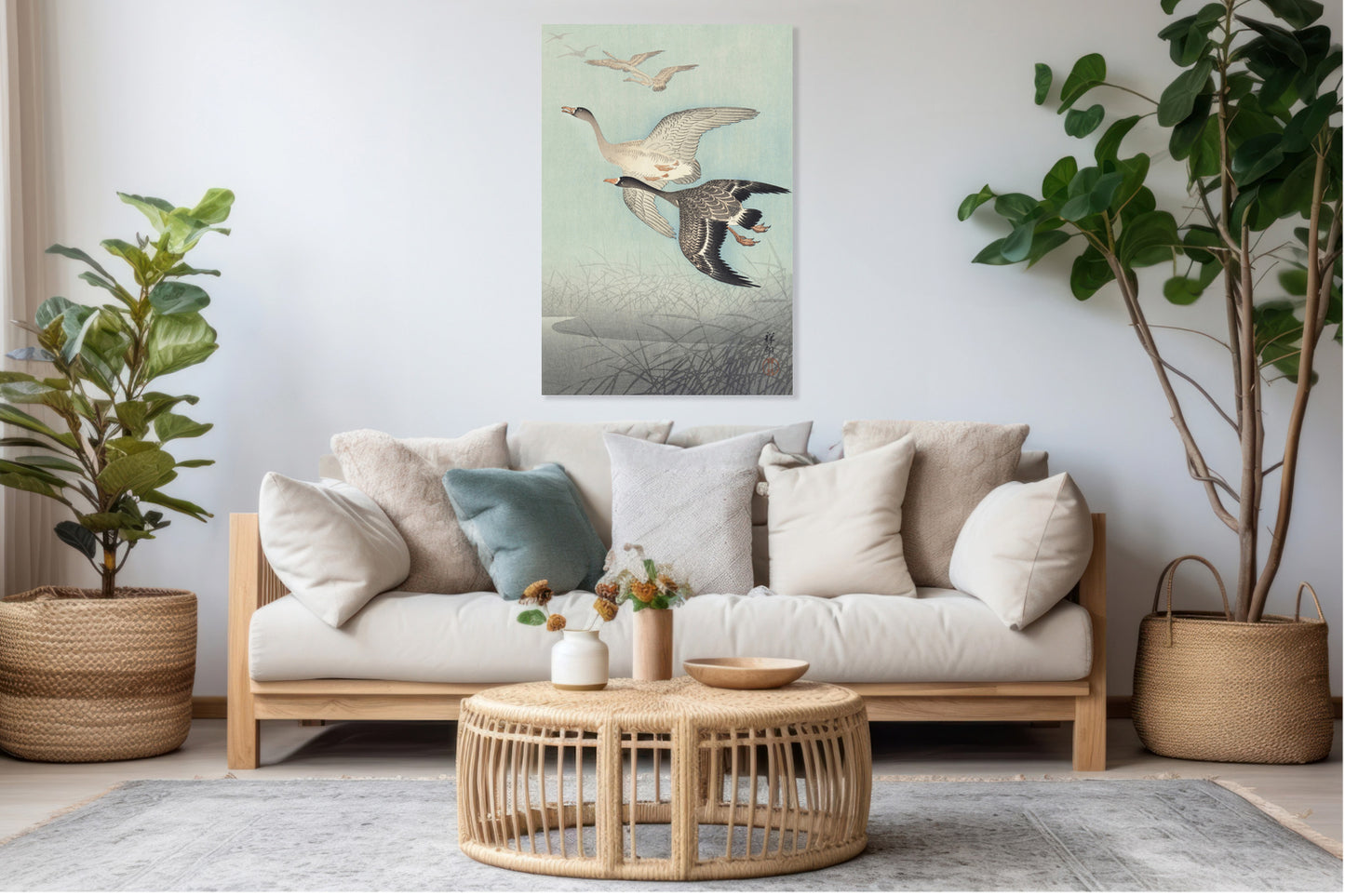 Obraz  Great Geese in Flight, Koson Japoński Vintage do Salonu