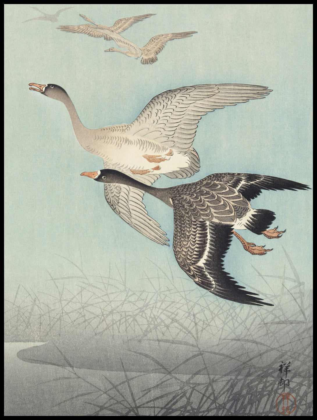 Plakat  Great Geese in Flight, Koson Japoński Vintage do Salonu