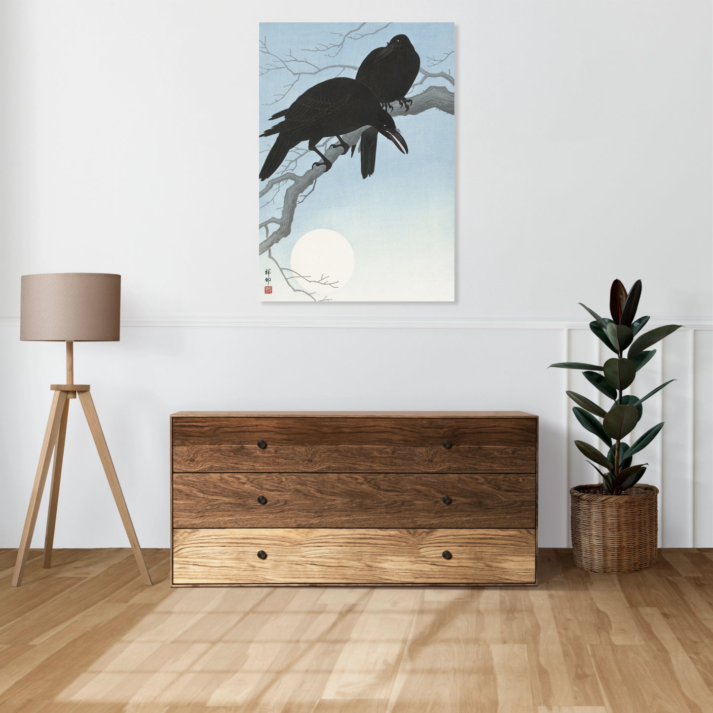 Obraz  Two Crows on a Branch, Koson Japoński Vintage od Salonu