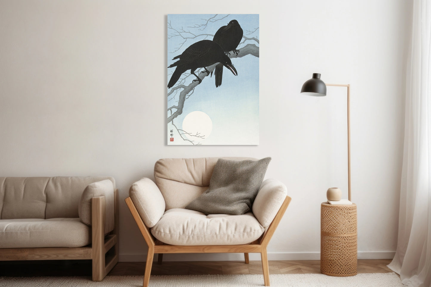 Obraz  Two Crows on a Branch, Koson Japoński Vintage od Salonu