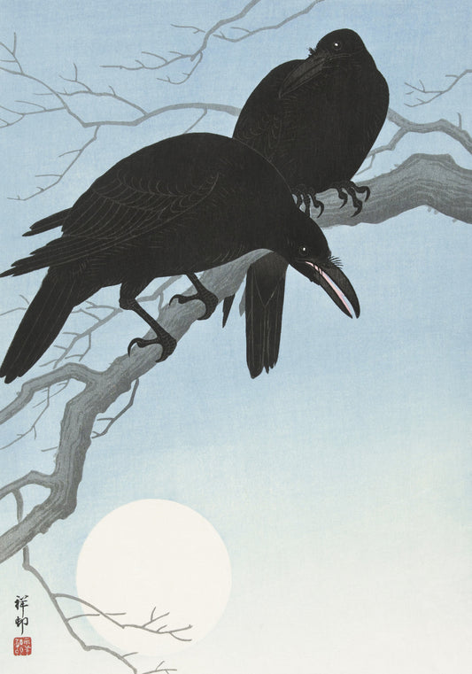 Plakat  Two Crows on a Branch, Koson Japoński Vintage od Salonu