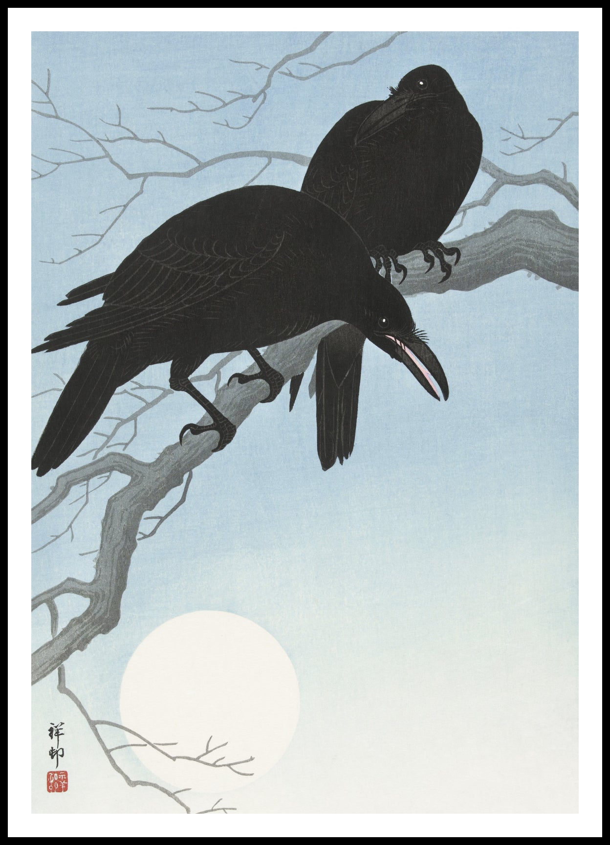Plakat  Two Crows on a Branch, Koson Japoński Vintage od Salonu