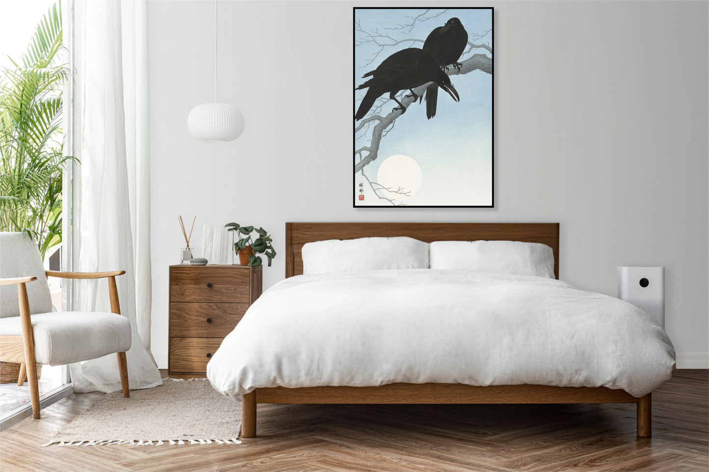 Plakat  Two Crows on a Branch, Koson Japoński Vintage od Salonu