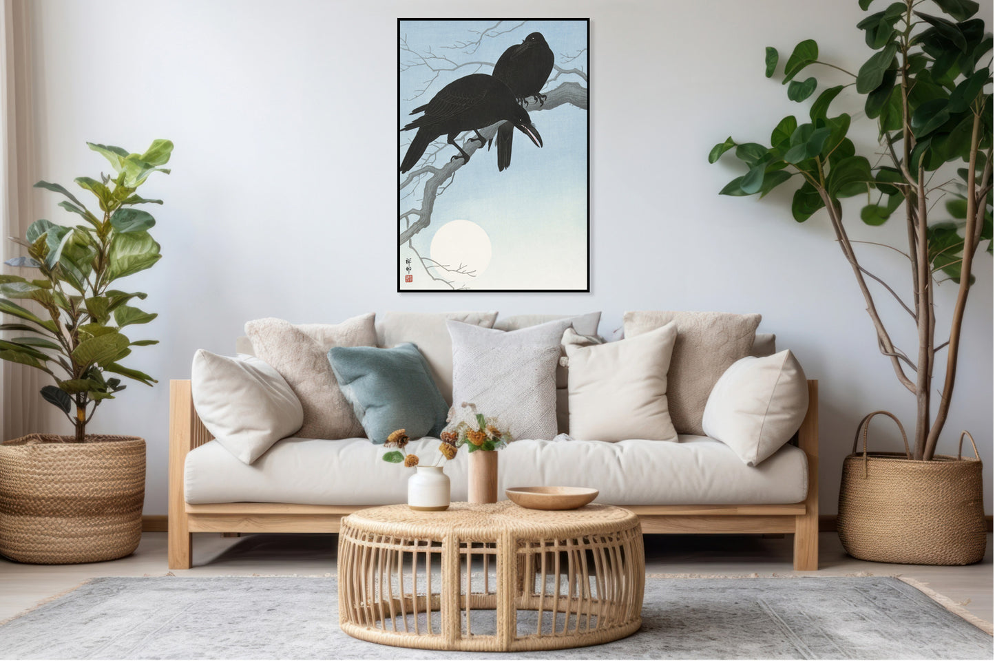 Plakat  Two Crows on a Branch, Koson Japoński Vintage od Salonu