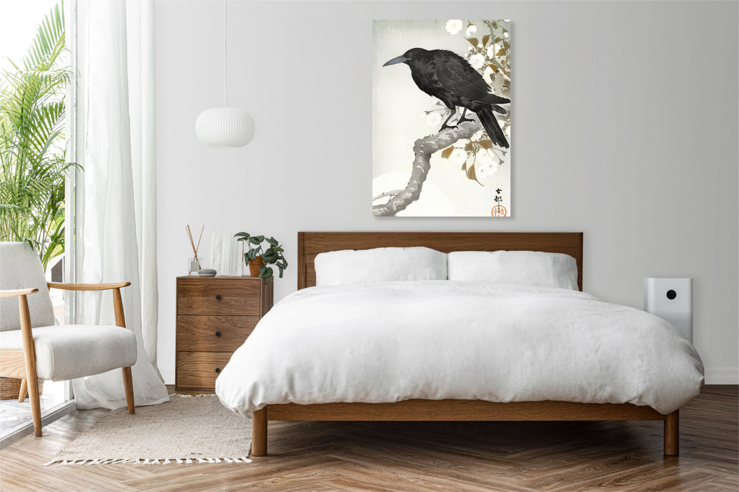 Obraz  A Crow and The full Moon, Koson Japoński Vintage do Salonu